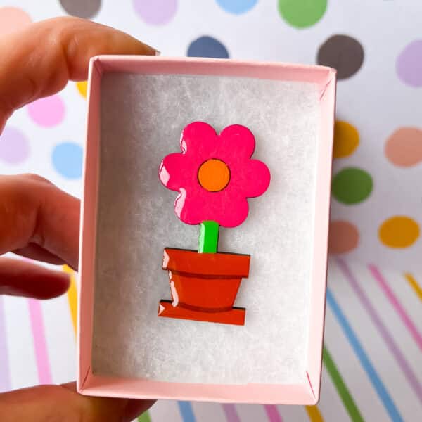 Pink Flower Pot Brooch