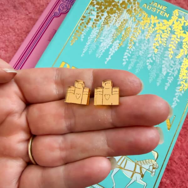 Antique Gold Book Stack Stud Earrings